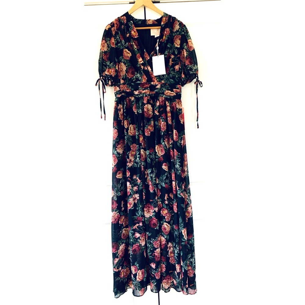 Gal Meets Glam Dress Floral Chiffon Maxi Holiday Ashlyn Fit And Flare NEW Size 6
